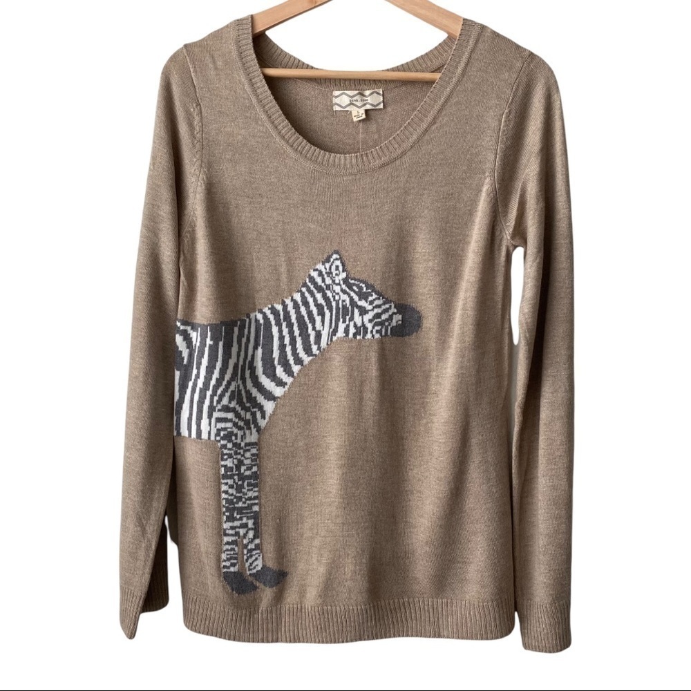 Pink Rose Crew Neck Soft Sweater With Zebra NWT - Picture 4 of 6